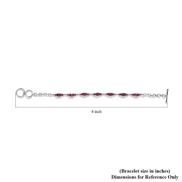 Tanzanian Wine Garnet Toggle Bracelet in 925 Sterling Silver - Picture 8 of 8